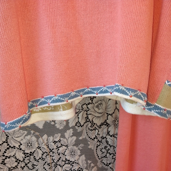 Storybook Knits orange beige coordinating knit dress cardigan beads embroidery - Picture 11 of 11